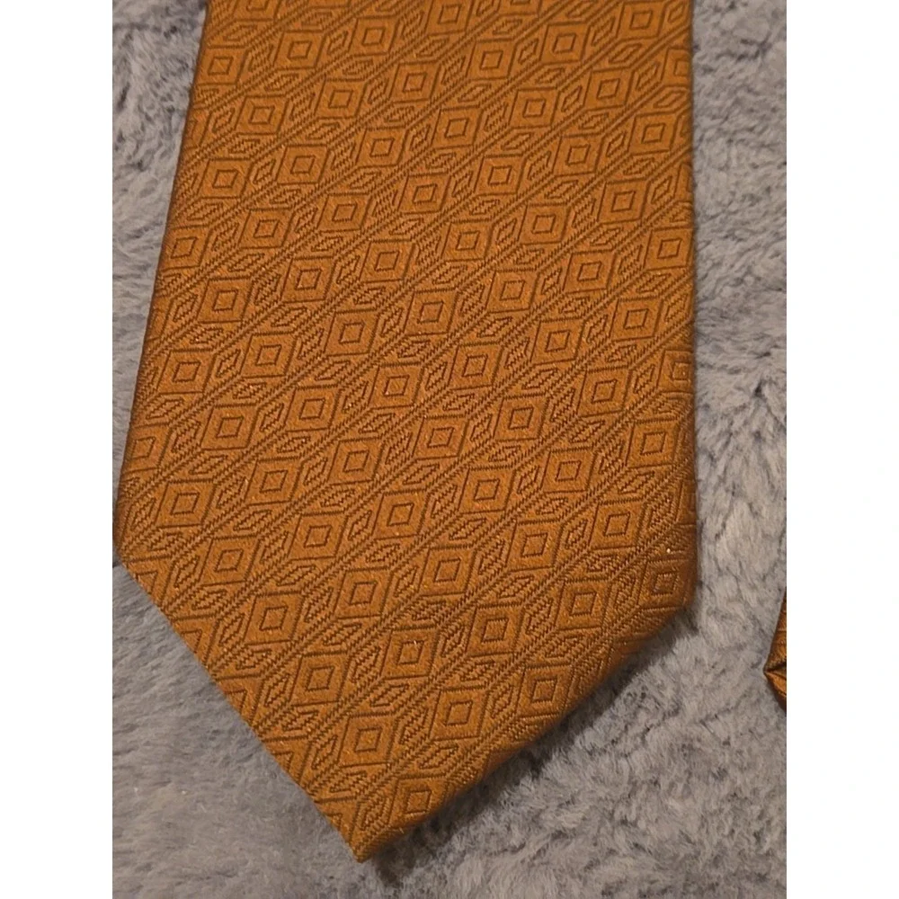 Vintage Towncraft Deluxe Tie Mens Brown Textured Geometric 70s Retro 4